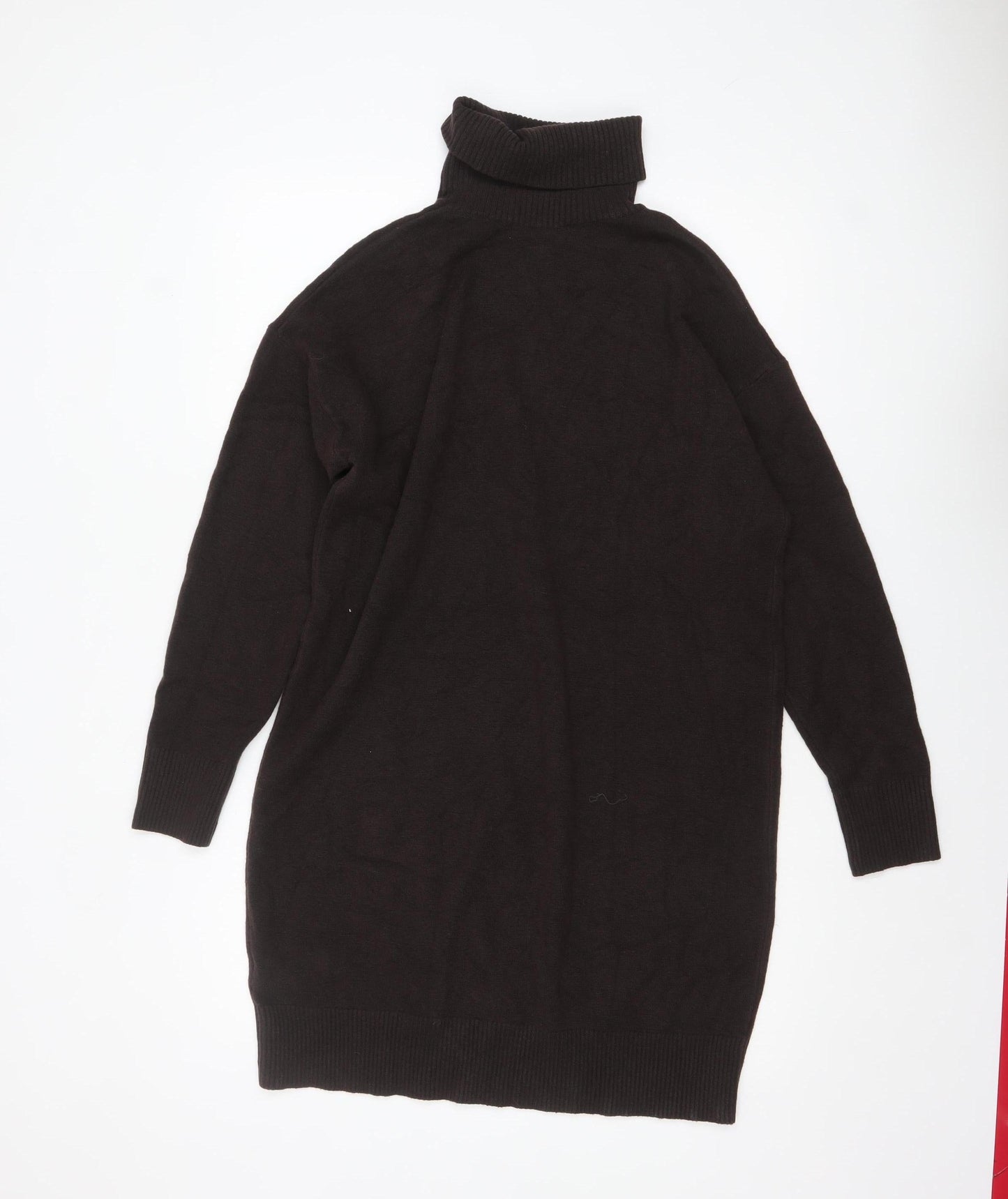 Marks and Spencer Women Brown Roll Neck Tunic Jumper Size M