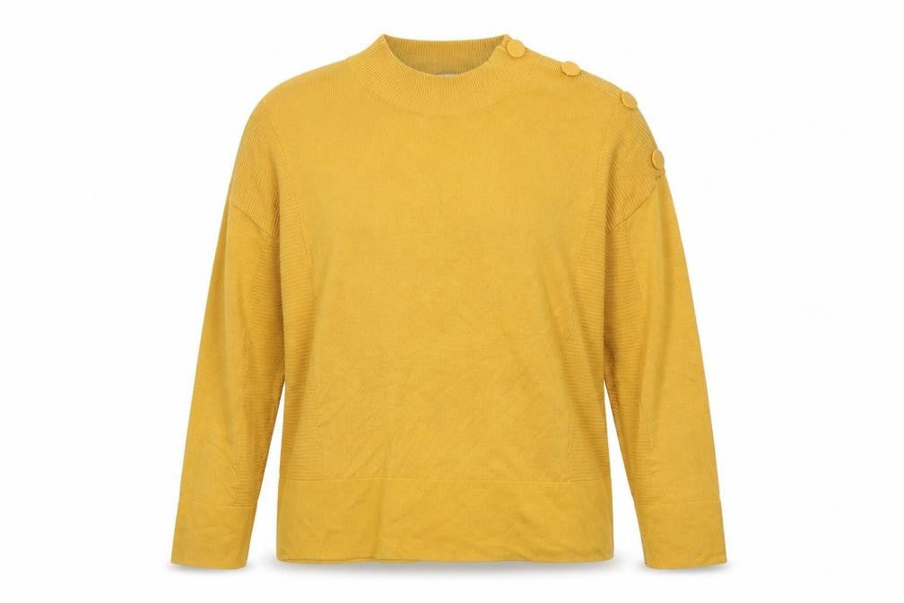 Next Women’s Yellow Mock Neck Button Shoulder Jumper Size 14