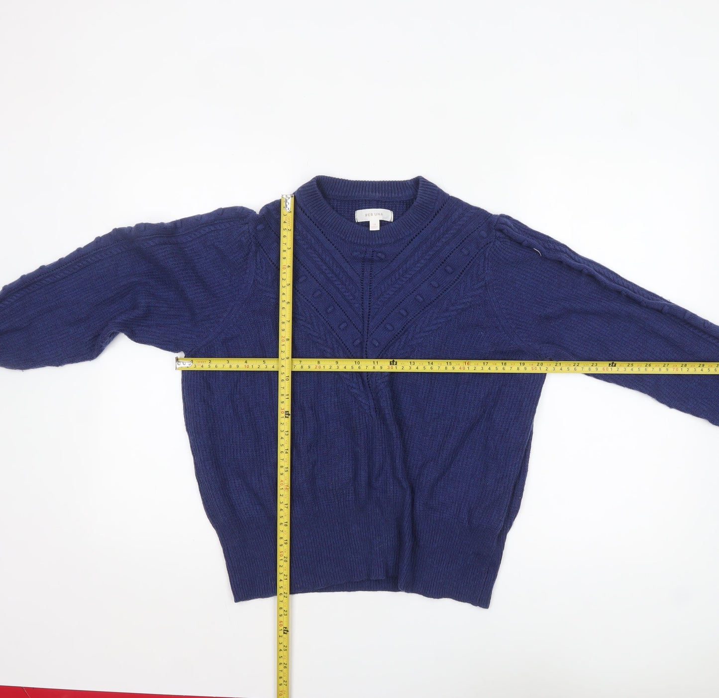 Marks and Spencer Per Una Women's Blue Size 18 Cable-Knit Jumper