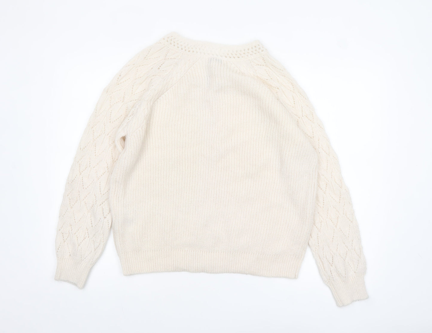 Love & Roses Women’s Ivory V-Neck Cable-Knit Jumper Size 16