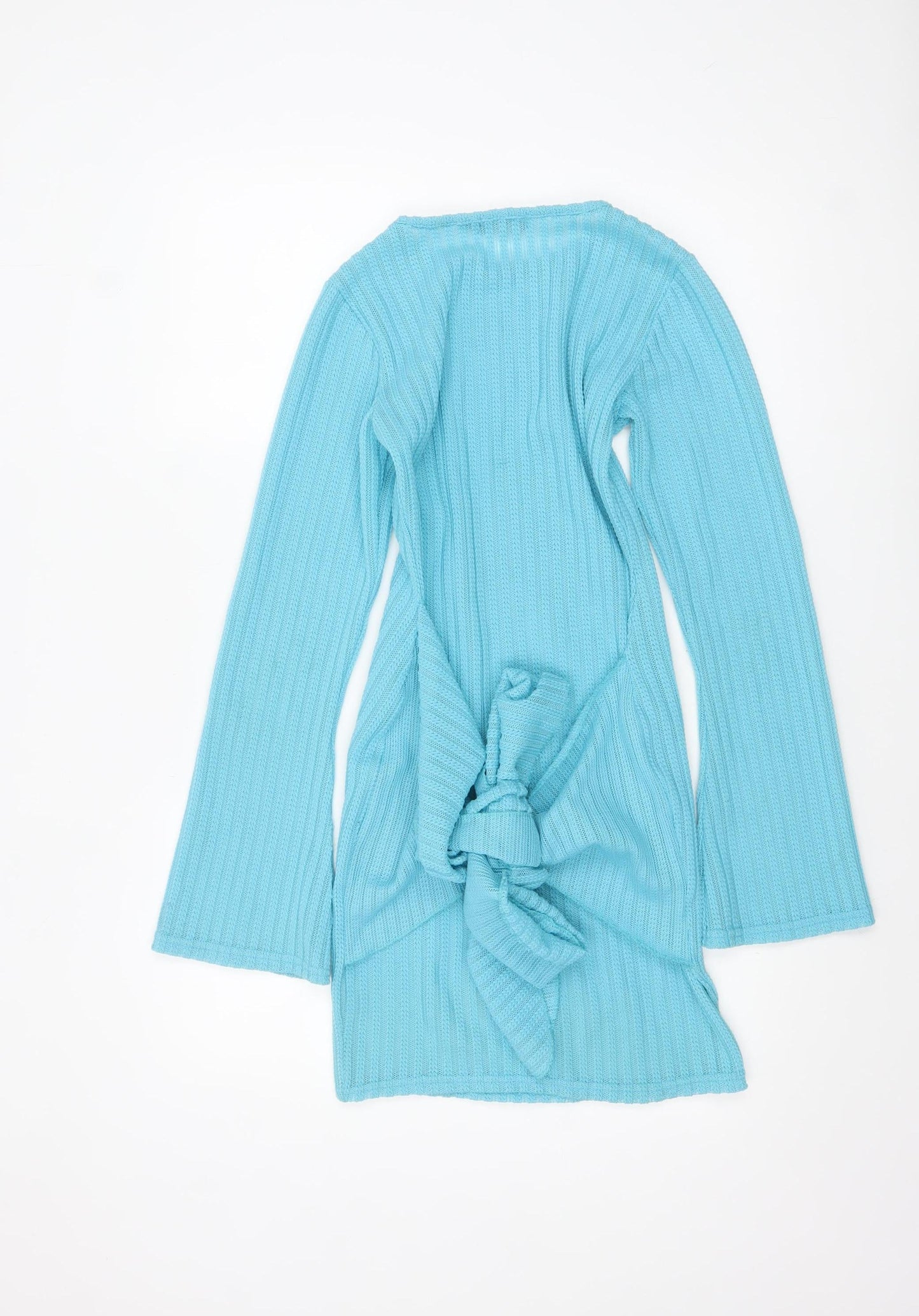 PrettyLittleThing Women's Blue Ribbed Bodycon Knit Dress Size 8