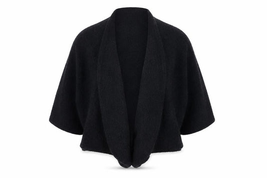 Evelin Brandt Women Black Wool Cardigan Size 12 Relaxed Fit