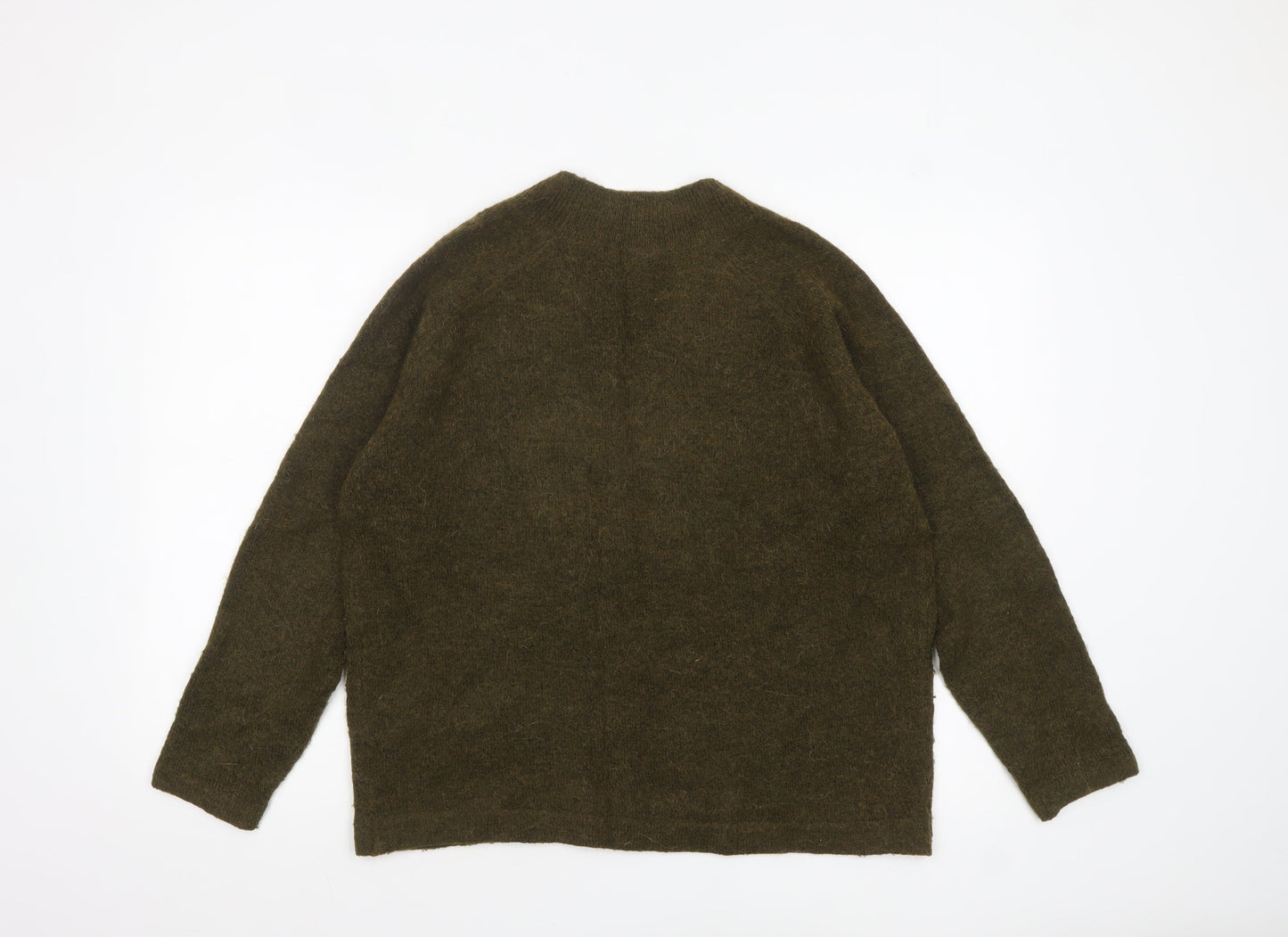 ICHI Women Green V-Neck Long Sleeve Pullover Jumper Size L
