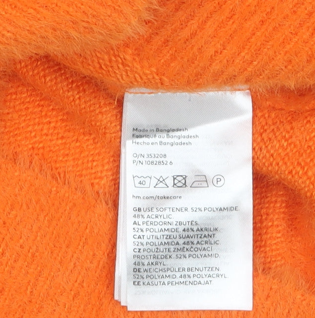 H&M Divided Women’s Orange Crew Neck Long Sleeve Pullover Jumper Size 8