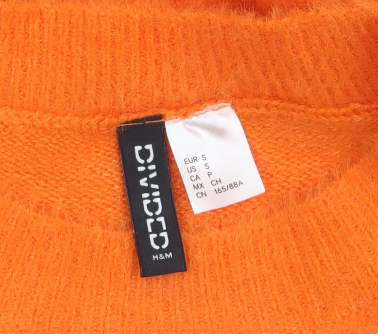 H&M Divided Women’s Orange Crew Neck Long Sleeve Pullover Jumper Size 8