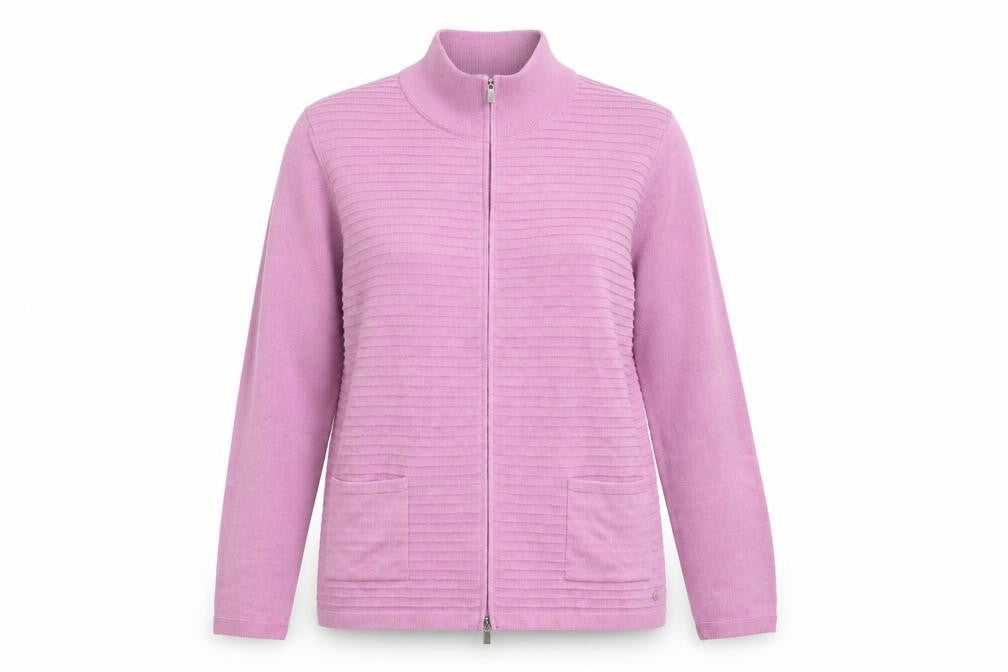 Olsen Women's Pink Full Zip Cotton Acrylic Jumper Size 16