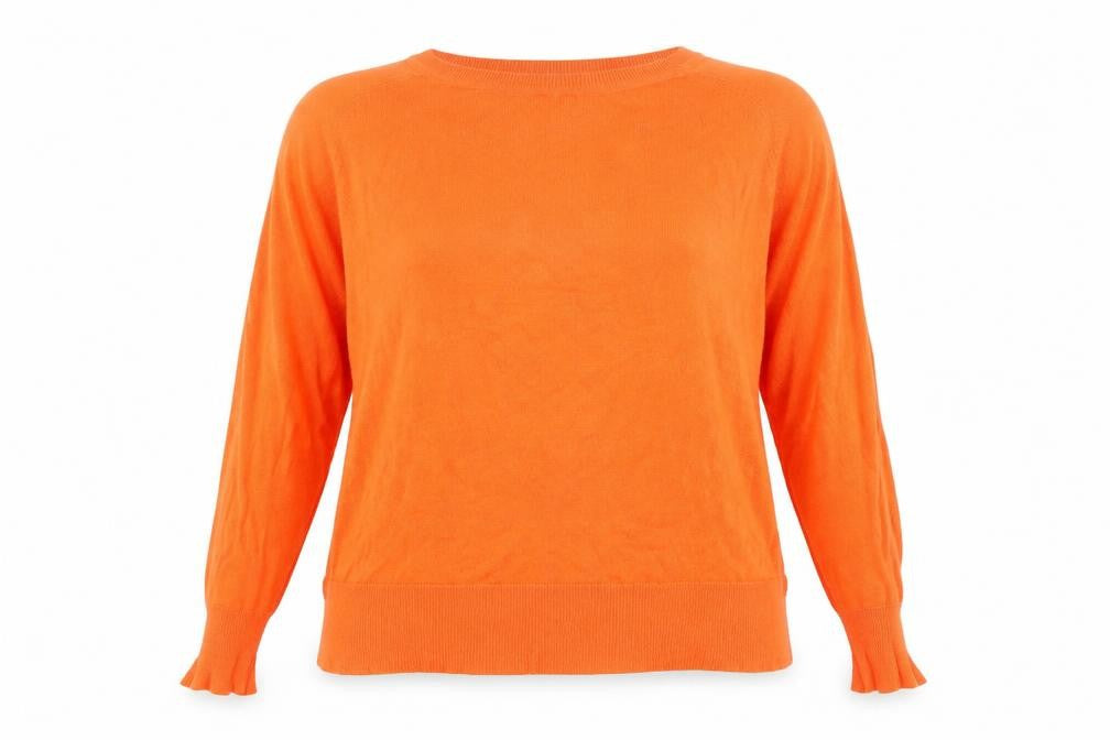 Zara Womens Orange Crew Neck Long Sleeve Knit Pullover Jumper Size 8