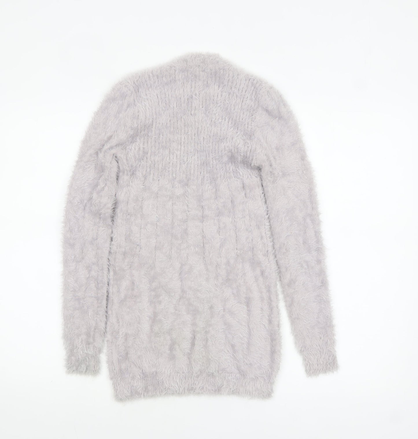 Wild Flower Women’s Grey Fuzzy Knit Long Sleeve Pullover Jumper S