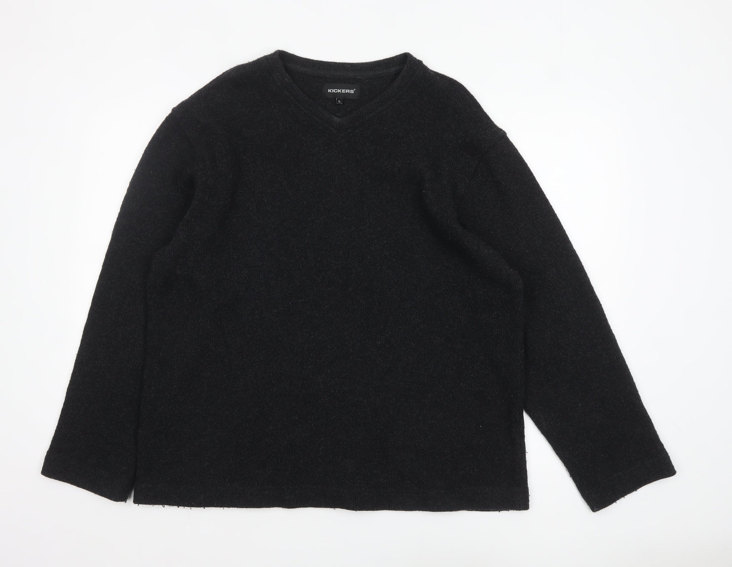 Kickers Men’s Black Wool Blend V-Neck Pullover Jumper Size L