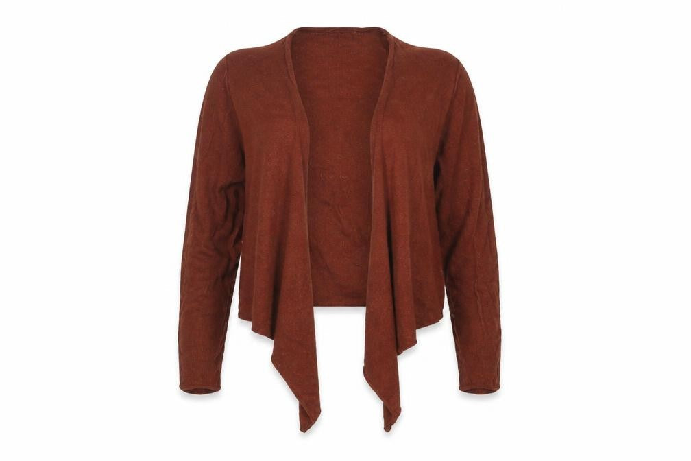 River Island Women Brown Angora Wool Blend Long Sleeve Cardigan Size 10