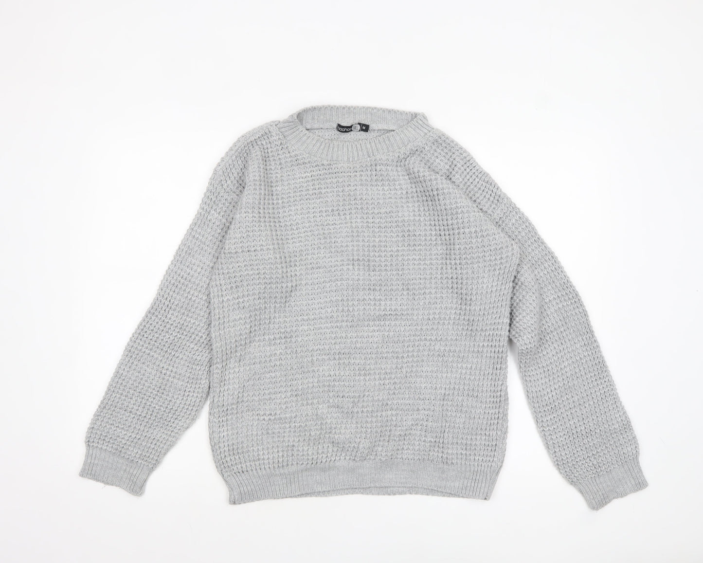 Boohoo Women’s Grey Chunky Knit Crew Neck Tall Jumper M