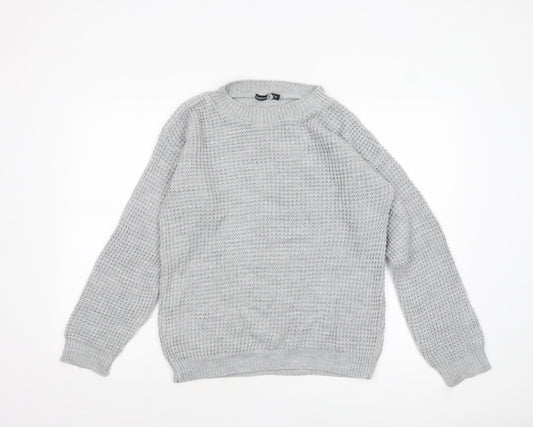 Boohoo Women’s Grey Chunky Knit Crew Neck Tall Jumper M