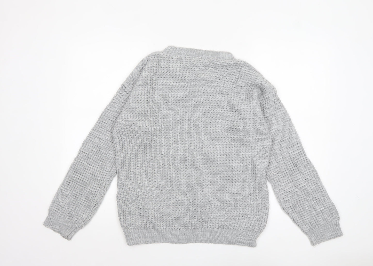 Boohoo Women’s Grey Chunky Knit Crew Neck Tall Jumper M