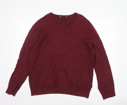 Sonneti Mens Red V-Neck Cotton Pullover Jumper XL