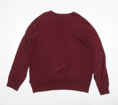 Sonneti Mens Red V-Neck Cotton Pullover Jumper XL