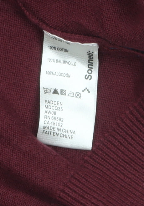 Sonneti Mens Red V-Neck Cotton Pullover Jumper XL