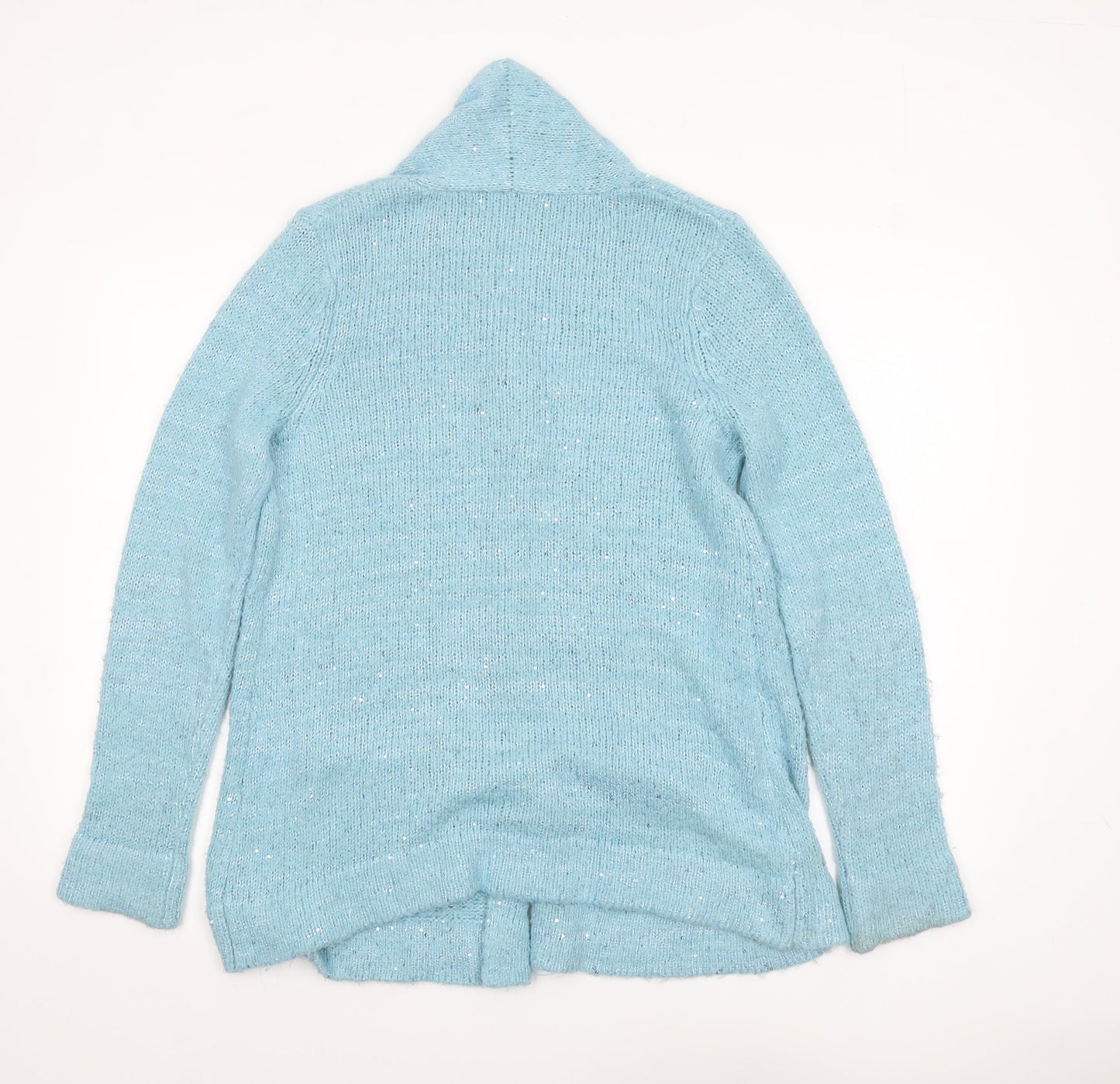 Isaac Mizrahi Live Women's Blue Sequin Knit Open Cardigan M