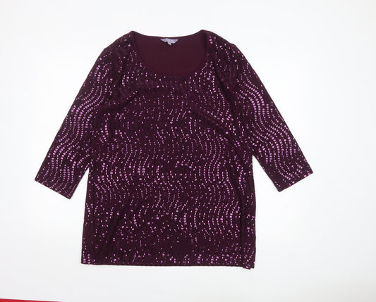Michele Hope Women’s Purple Sequin Tunic Top Size 14/16