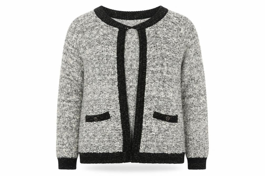 BHS Womens Black White Knit Open Cardigan Size 16