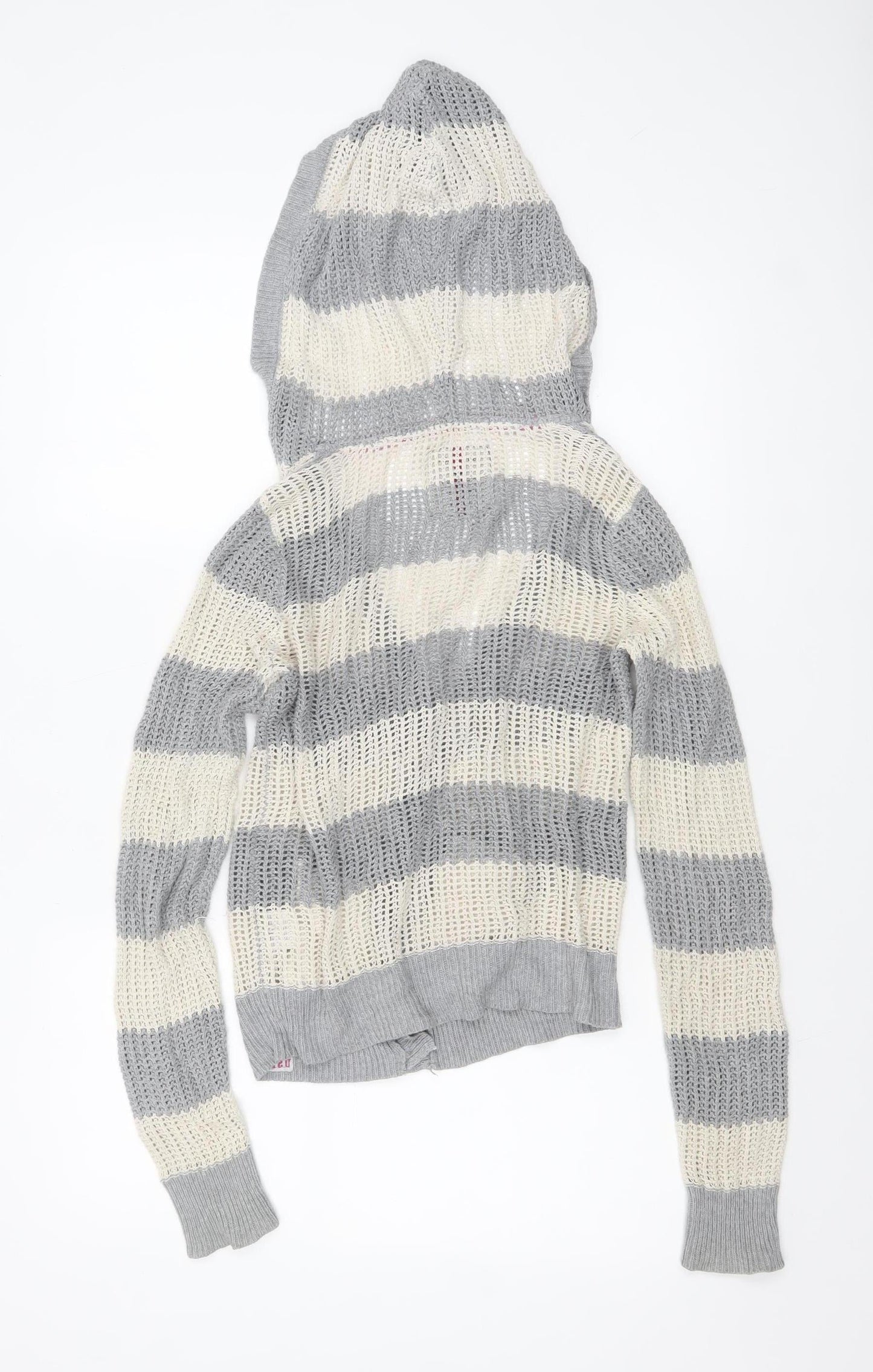 U.S. Polo Assn. Women’s Grey Striped Hooded Knit Cardigan S