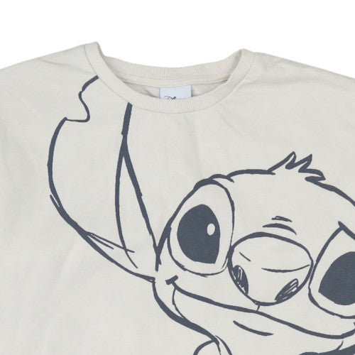 Disney Women Beige Stitch Sweatshirt Small Pullover Crew Neck