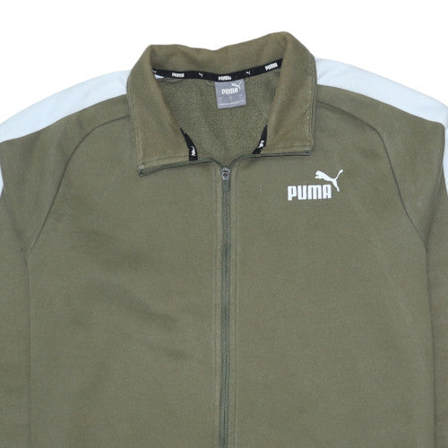 Puma Men's Khaki Track Jacket L Full Zip Athletic Lined