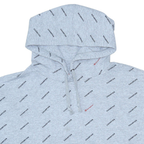Champion Women Grey Hoodie L 1/4 Zip Logo Print Pullover Sweatshirt