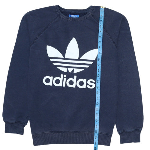 Adidas Men's Blue Crew Neck Logo Pullover Sweatshirt Size S