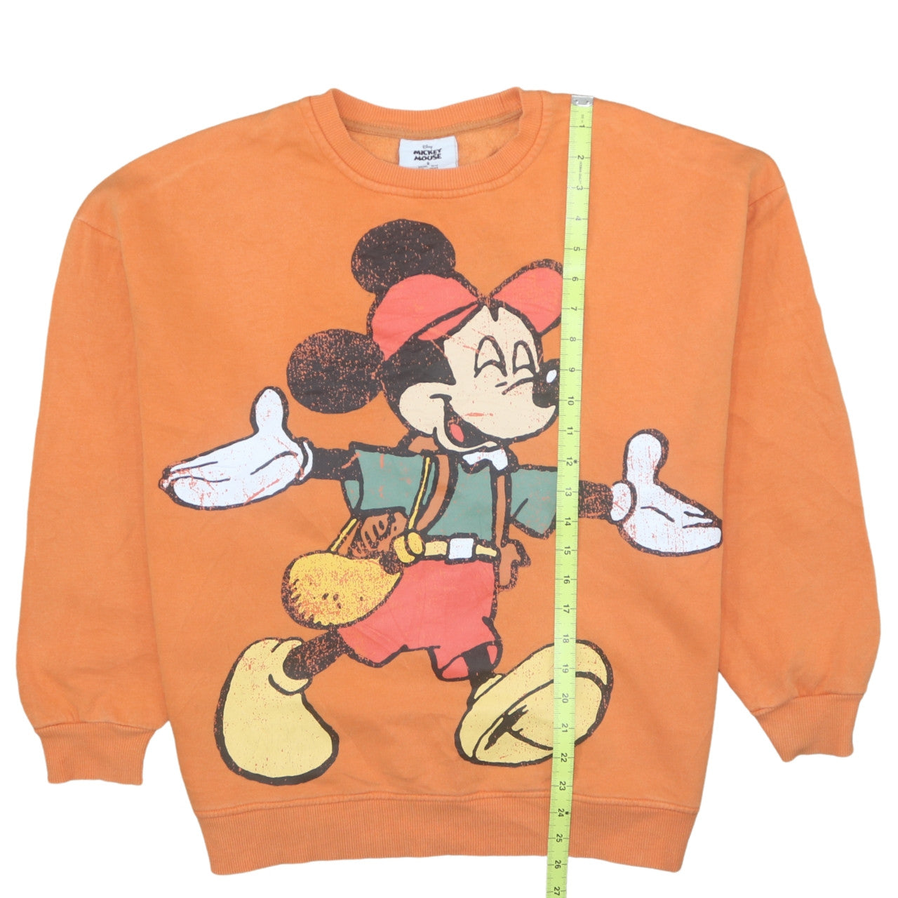 Disney Mickey Mouse Orange Sweatshirt Women Small 10/12 Graphic Pullover