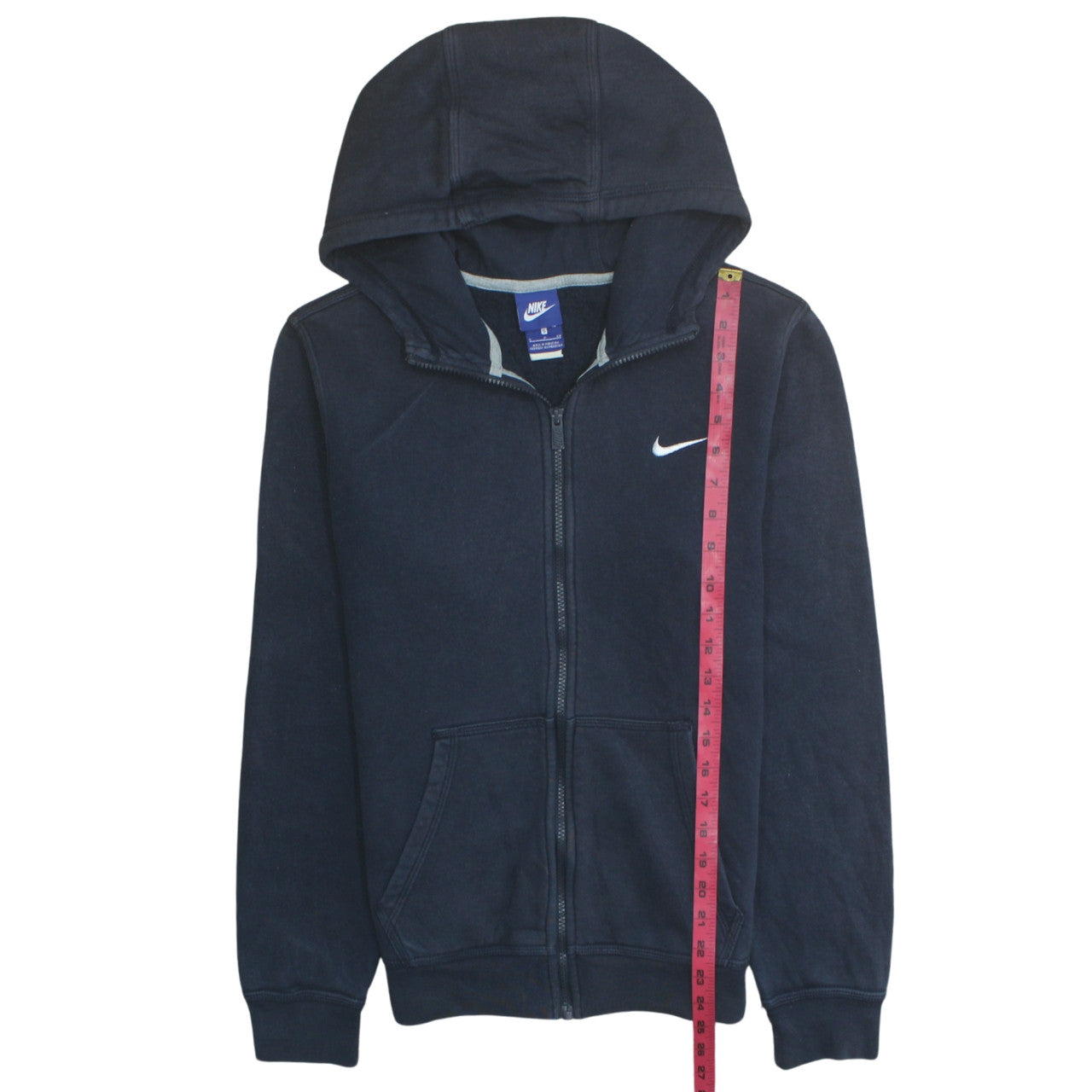 Nike Men Blue Full Zip Hoodie S Regular Fleece Cotton Blend