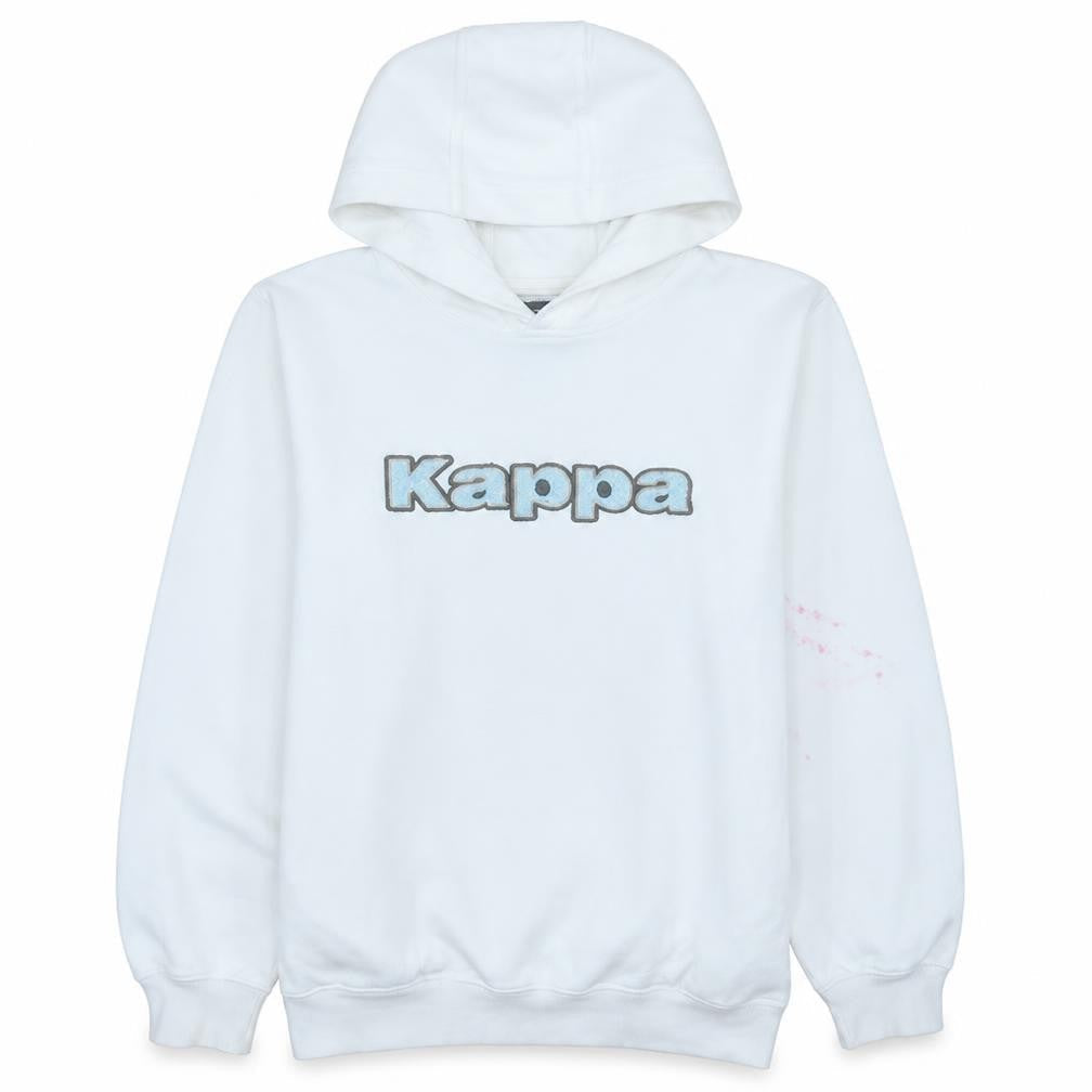 Kappa Mens White Small Pullover Hoodie Fleece Graphic Print