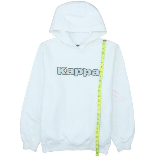Kappa Mens White Small Pullover Hoodie Fleece Graphic Print