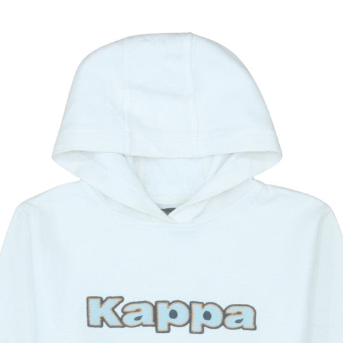 Kappa Mens White Small Pullover Hoodie Fleece Graphic Print