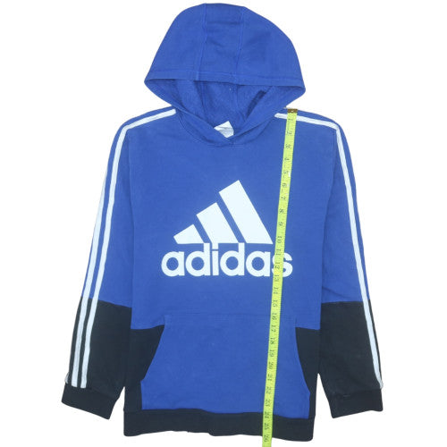 Adidas Blue Teens Pullover Hoodie Sweatshirt 18 Logo Sportswear