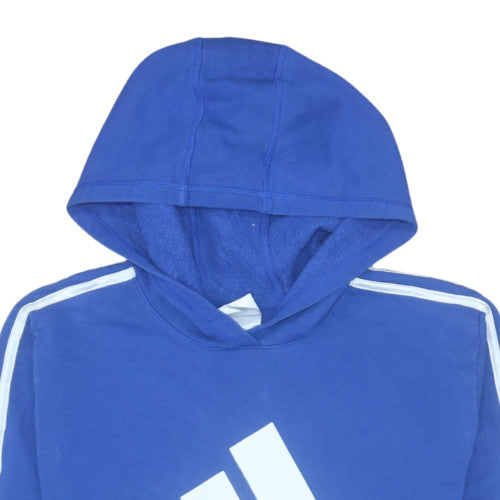 Adidas Blue Teens Pullover Hoodie Sweatshirt 18 Logo Sportswear