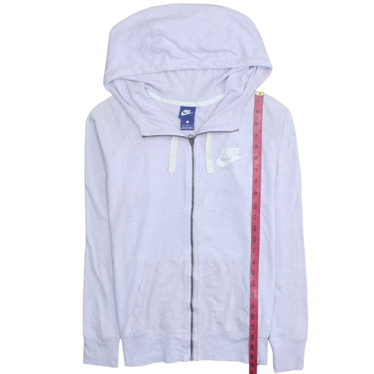 Nike Women’s Light Grey Full Zip Hoodie Size L Cotton Blend