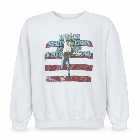 Bruce Springsteen White Women's L Sweatshirt Crew Neck Vintage Band Print
