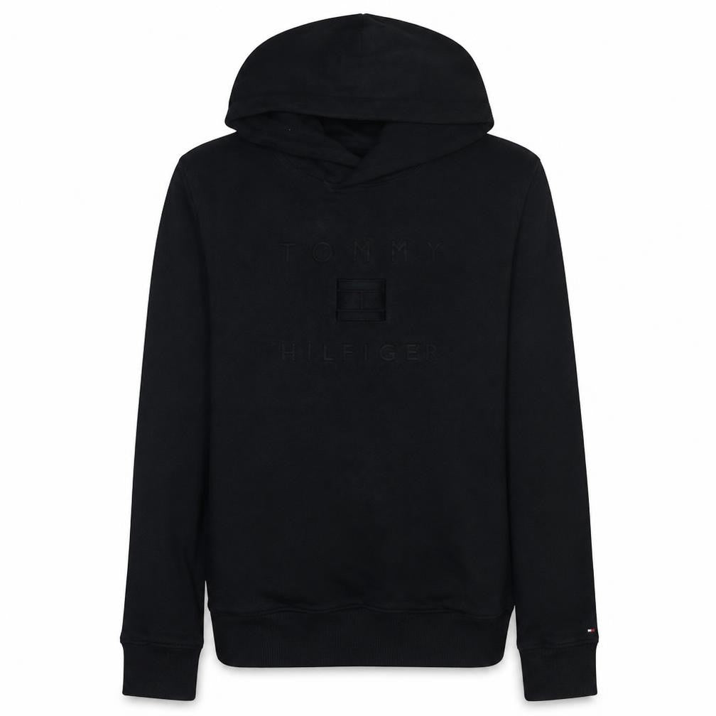 Tommy Hilfiger Boys Black Hoodie Size 164 Cotton Blend Pullover
