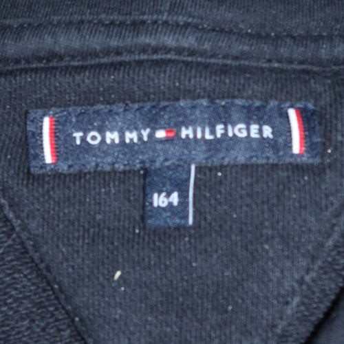 Tommy Hilfiger Boys Black Hoodie Size 164 Cotton Blend Pullover
