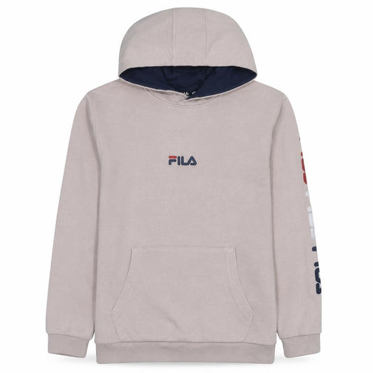 Front view of Fila girls’ beige pullover hoodie 13-14 years cotton blend logo sweatshirt
