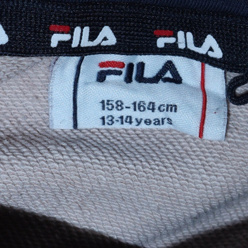 FILA Girls Beige Pullover Hoodie 13-14 Years Cotton Blend Logo Sweatshirt