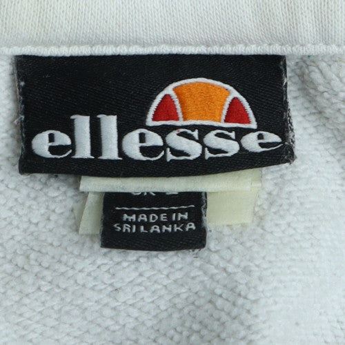 Ellesse Men's White Pullover Sweatshirt M Retro Logo Fleece