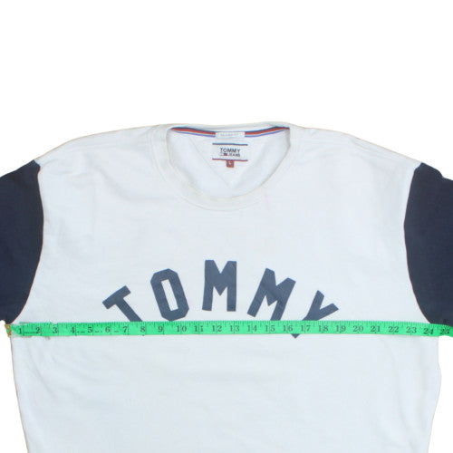Tommy Jeans Men's White L Relaxed Fit Crew Neck Sweatshirt