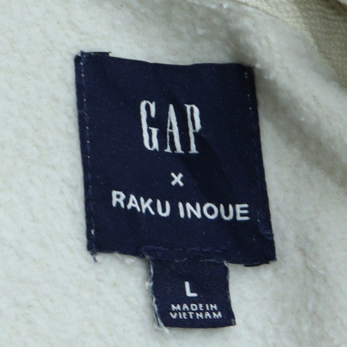GAP Women White Bee Graphic Pullover Hoodie L Raku Inoue Collab
