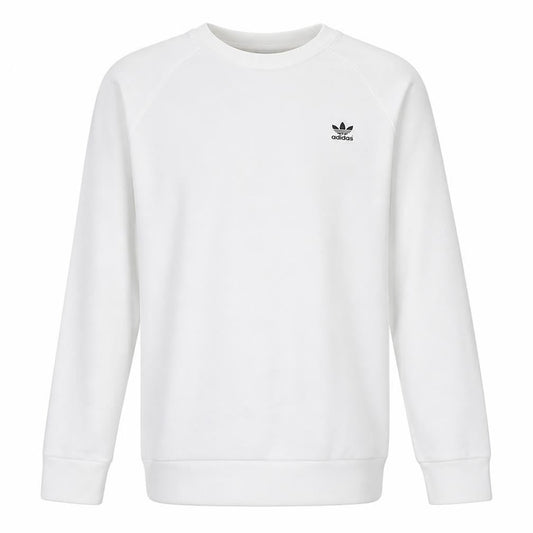 Adidas Mens White Crew Neck Pullover Sweatshirt Size L