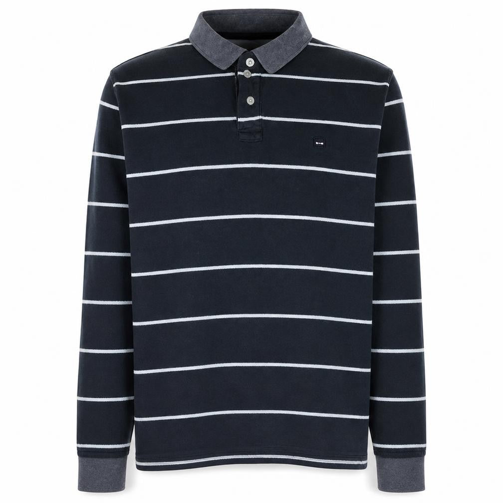 Eden Park Men's Black Striped Long Sleeve Polo Shirt Size L