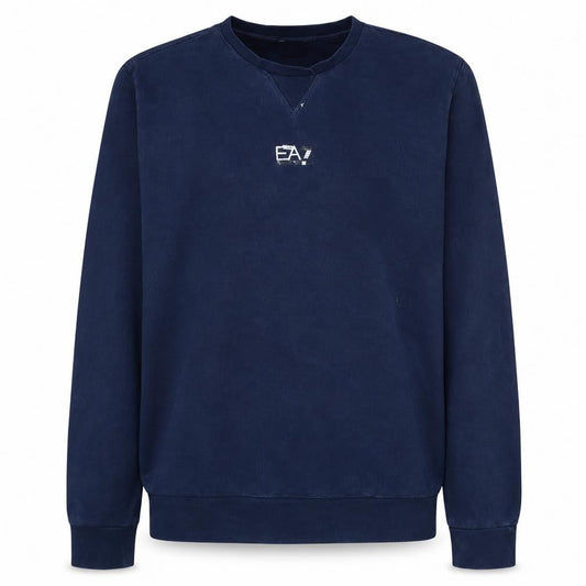 Front view of Emporio Armani EA7 Men's Blue Crew Neck Pullover Sweatshirt M