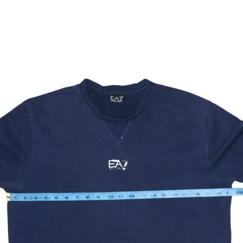Emporio Armani EA7 Men's Blue Crew Neck Pullover Sweatshirt M