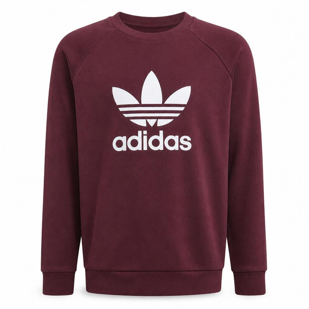 Adidas Men's Red Crew Neck Logo Sweatshirt Size S