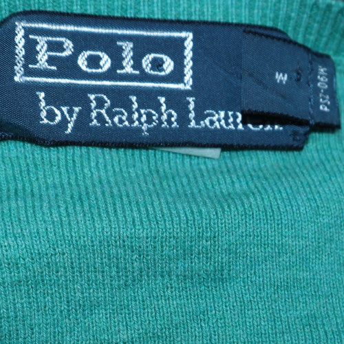 Ralph Lauren Men's Green M V-Neck Cotton Jumper Classic Knit
